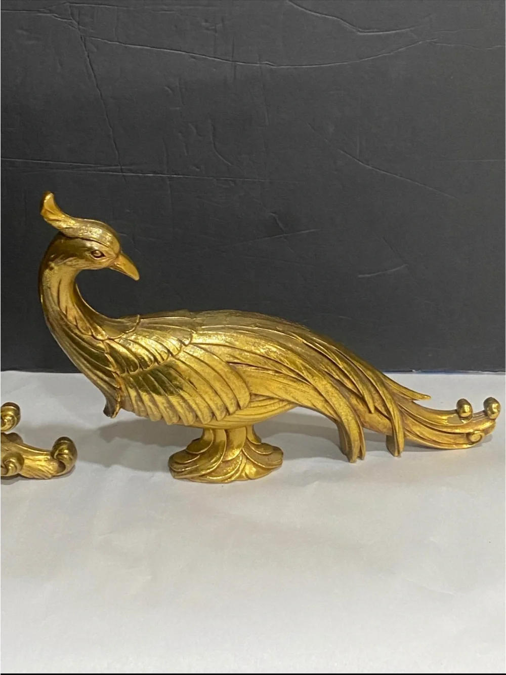 2 Mid Century Hollywood Regency Peacock Pheasant Sculptures by Syroco MCM